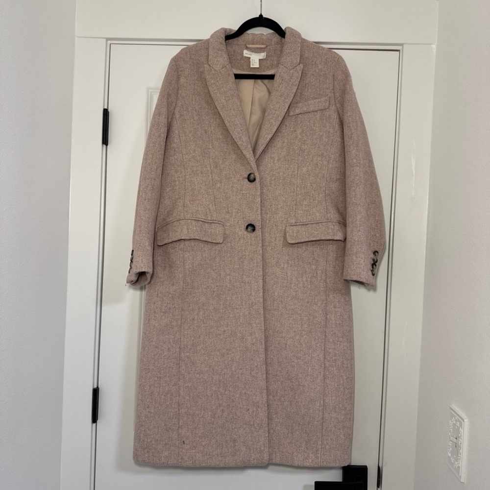 H&M Beige/Light Pink Wool Blend Coat
